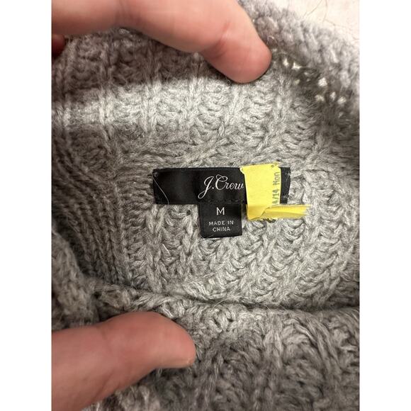 J. Crew Womens Size Medium Pointelle cable sweater Gray Alpaca - Picture 4 of 7